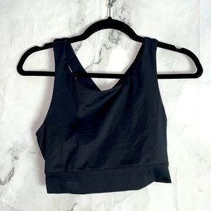 CORE IO black racer back crossed sports bra